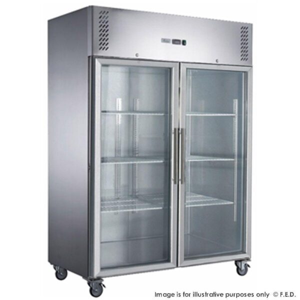 FED-XURC1200G2V X S/S Double Split Door Display Upright Fridge