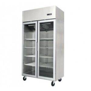 1000 Litre Commercial Two Door Upright Display Fridge Stainless Steel