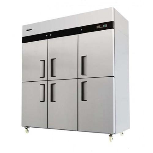 1390 Litre Dual Temperature Fridge & Freezer Six Half Doors Stainless Steel Upright