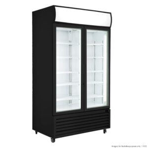 LG-1000BP Thermaster 1000L Colourbond Upright Beverage Fridge 2 Doors Black