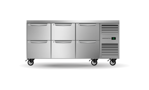 SKOPE PG11.UBR.3.D6.RH Six Drawer Three Bay Underbench GN 1/1 Right Hand Fridge
