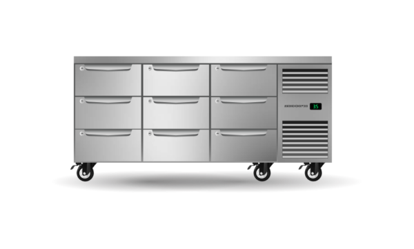 SKOPE PG11.UBR.3.D9.RH Nine Drawer Three Bay Underbench GN 1/1 Right Hand Fridge
