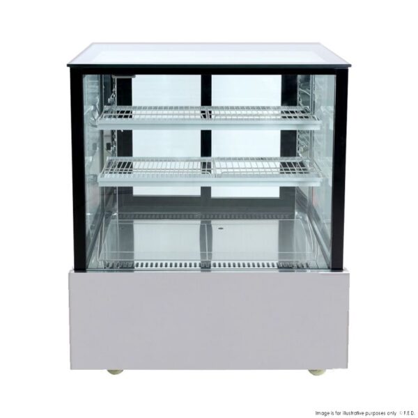 SSU90-2XB Black Trim Square Glass Cake Display 2 Shelves