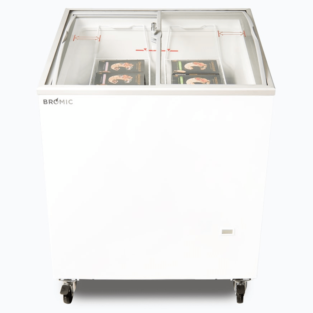 Bromic CF0200ATCG-NR Display Chest Freezer – 176L – Curved Glass Top