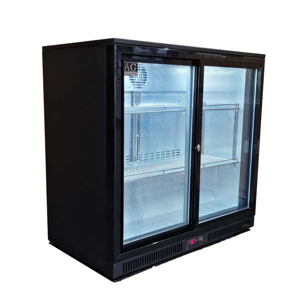 AG 2BBR-S Twin Sliding Door Bar Fridge – Black Body & Doors