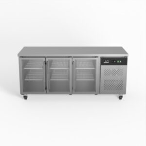 AG GNX3100TNG Three Door Commercial Glass Door Worktop / Under Bench Display Fridge 700mm Depth