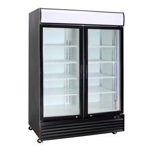 CCE1130S Crusader Two Sliding Door Display Fridge Black 1000L