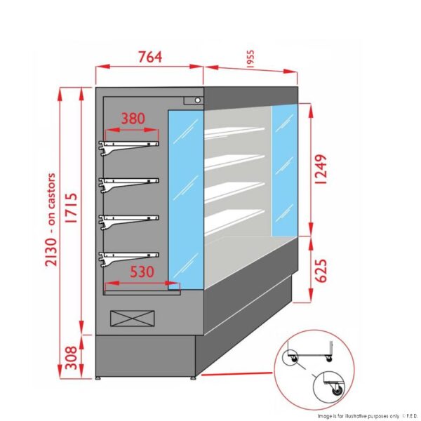 TDVC80-CA-187 F.E.D Tecnodom Open Chiller with 4 Shelves - Image 2