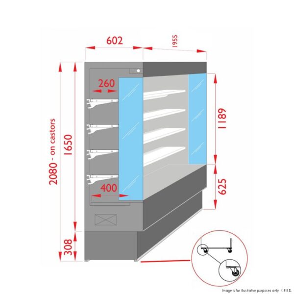 TDVC60-CA-187 F.E.D Tecnodom Open Chiller with 4 Shelves - Image 2