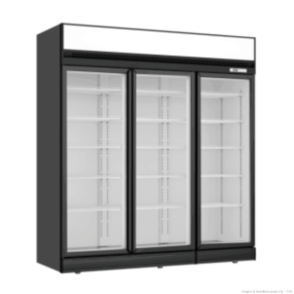 LG-1563D F.E.D Thermaster Upright Three Glass Door Fridge - Black