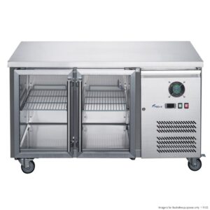 XUB6C13G2V F.E.D FED-X 2 Glass Door Bench Fridge S/S