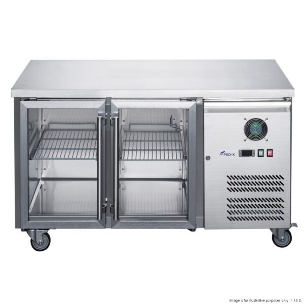 XUB6C13G2V F.E.D FED-X 2 Glass Door Bench Fridge S/S