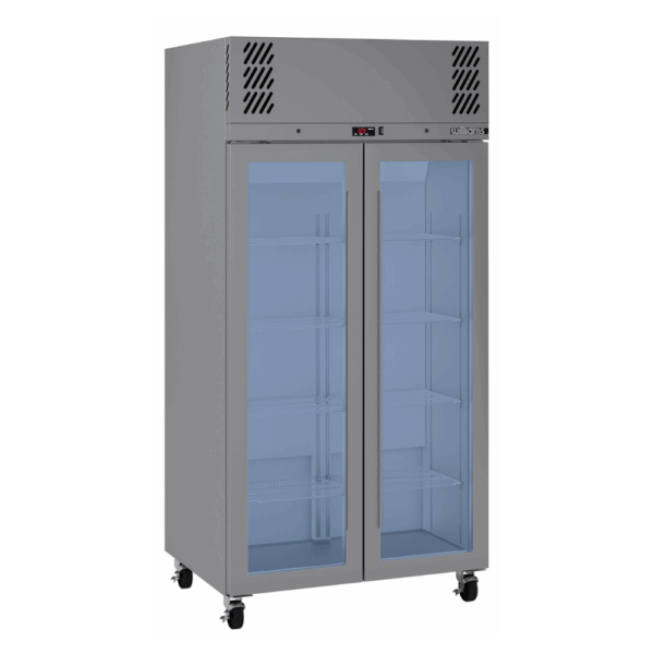 HPR2GS Williams Pearl STAINLESS STEEL Upright Glass 2 Door Slim FRIDGE