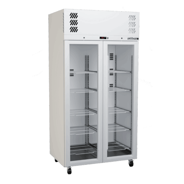 HPR2GW Williams Pearl WHITE Upright 2 Door Slim Glass FRIDGE