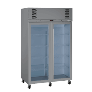 LP2GS Williams Pearl STAINLESS STEEL Upright Glass 2 Door FREEZER