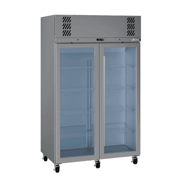 LP2GS Williams Pearl STAINLESS STEEL Upright Glass 2 Door FREEZER