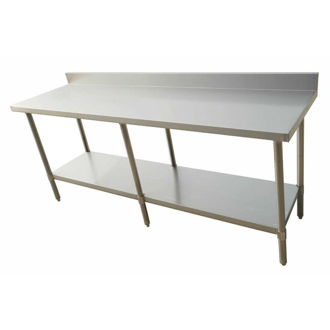 2100-7-WBB Economic 304 Grade Stainless Steel Table with splashback  2100x700x900 – 6 legs