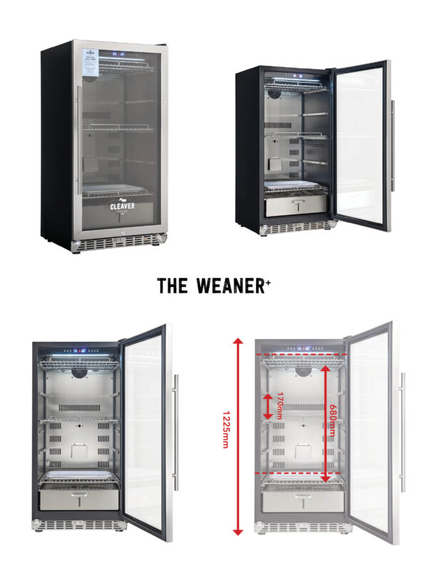 The Weaner Plus Compact and accessible. Perfect options for the small home salami and sausage maker. NOW with Dry Ageing function.
