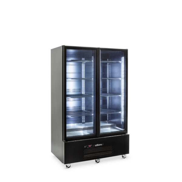 HQS2GBHC Williams Quartz Star Upright Glass 2 Door FRIDGE - BLACK