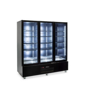 HQS3GBHC Williams Quartz Star Upright Glass 3 Door FRIDGE – Black