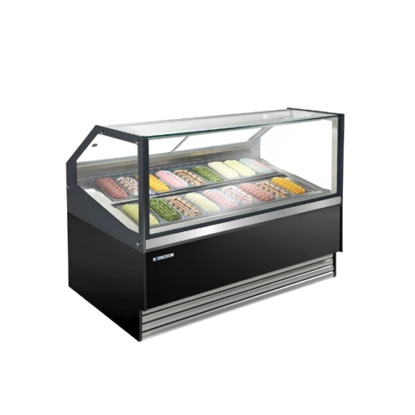 Sunshine serves-over gelato cases auto defrost five sizes 