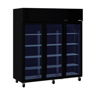 HP3GB Williams Pearl BLACK Upright Glass 3 Door FRIDGE