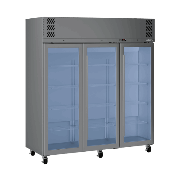 HP3GS Williams Pearl STAINLESS STEEL Upright Glass 3 Door FRIDGE