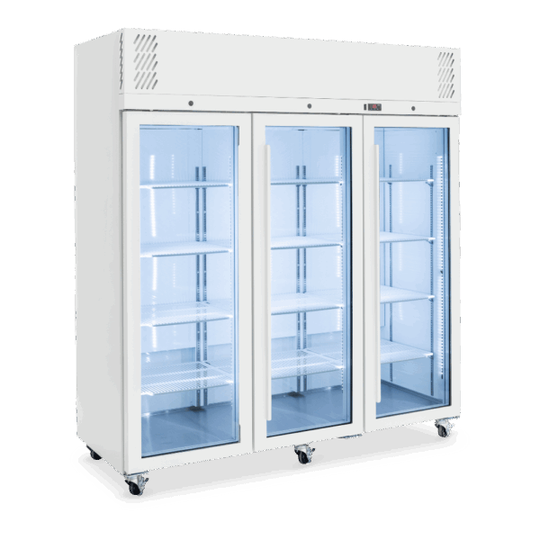 HP3SW Williams Pearl WHITE Upright Glass 3 Door FRIDGE