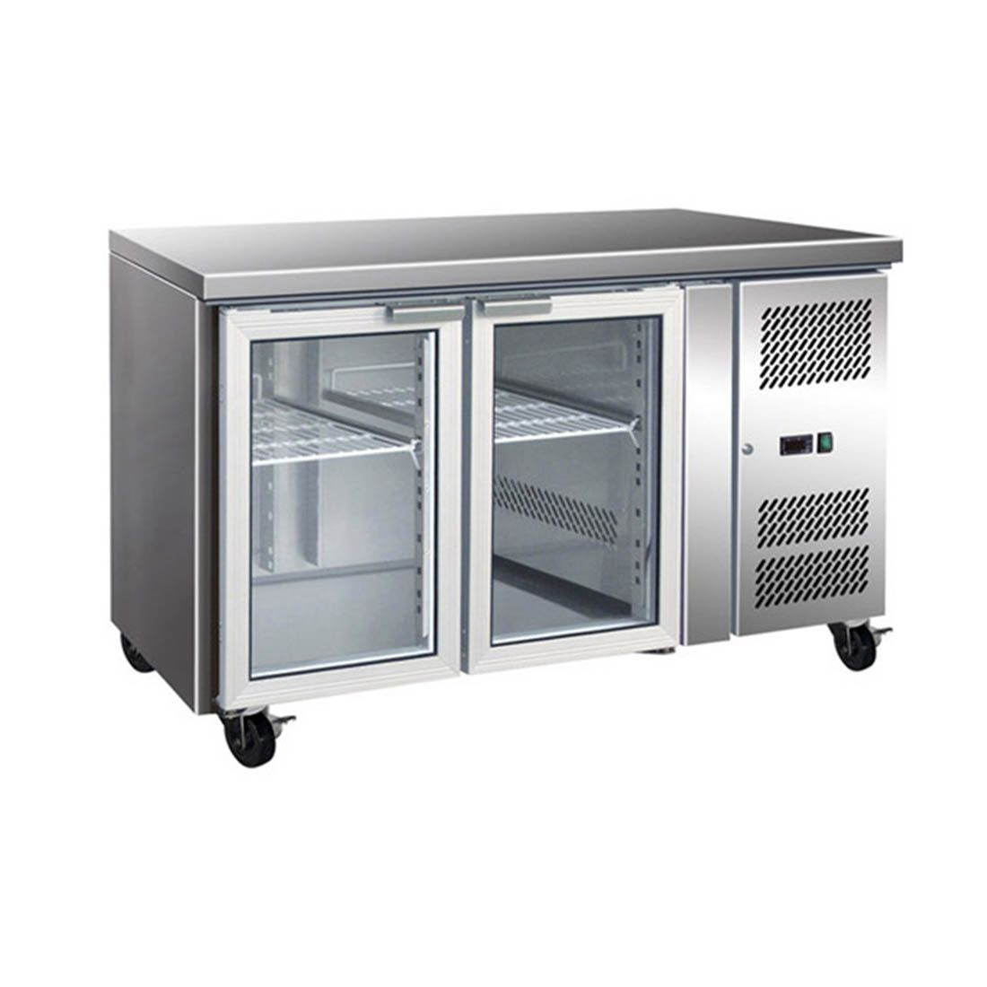 GN2100TNG F.E.D 2 Glass Door Gastronorm Bench Fridge