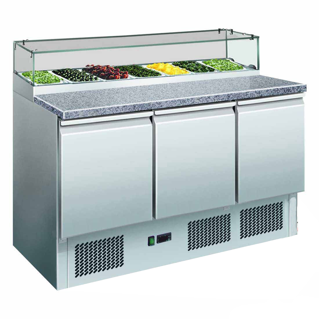 F.E.D GNS1300E Three Door Salad Marble Prep Top