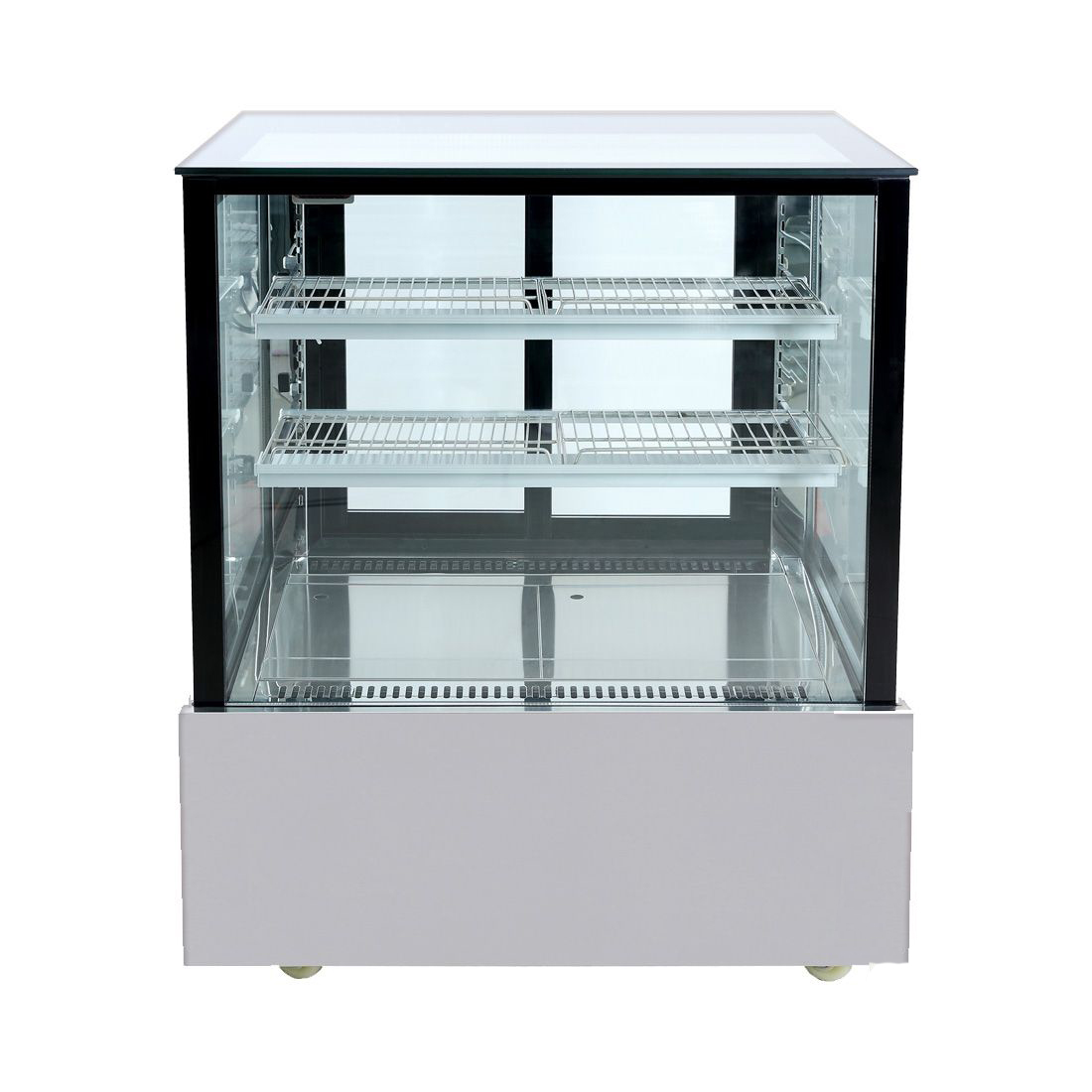 SSU90-2XB Black Trim Square Glass Cake Display 2 Shelves