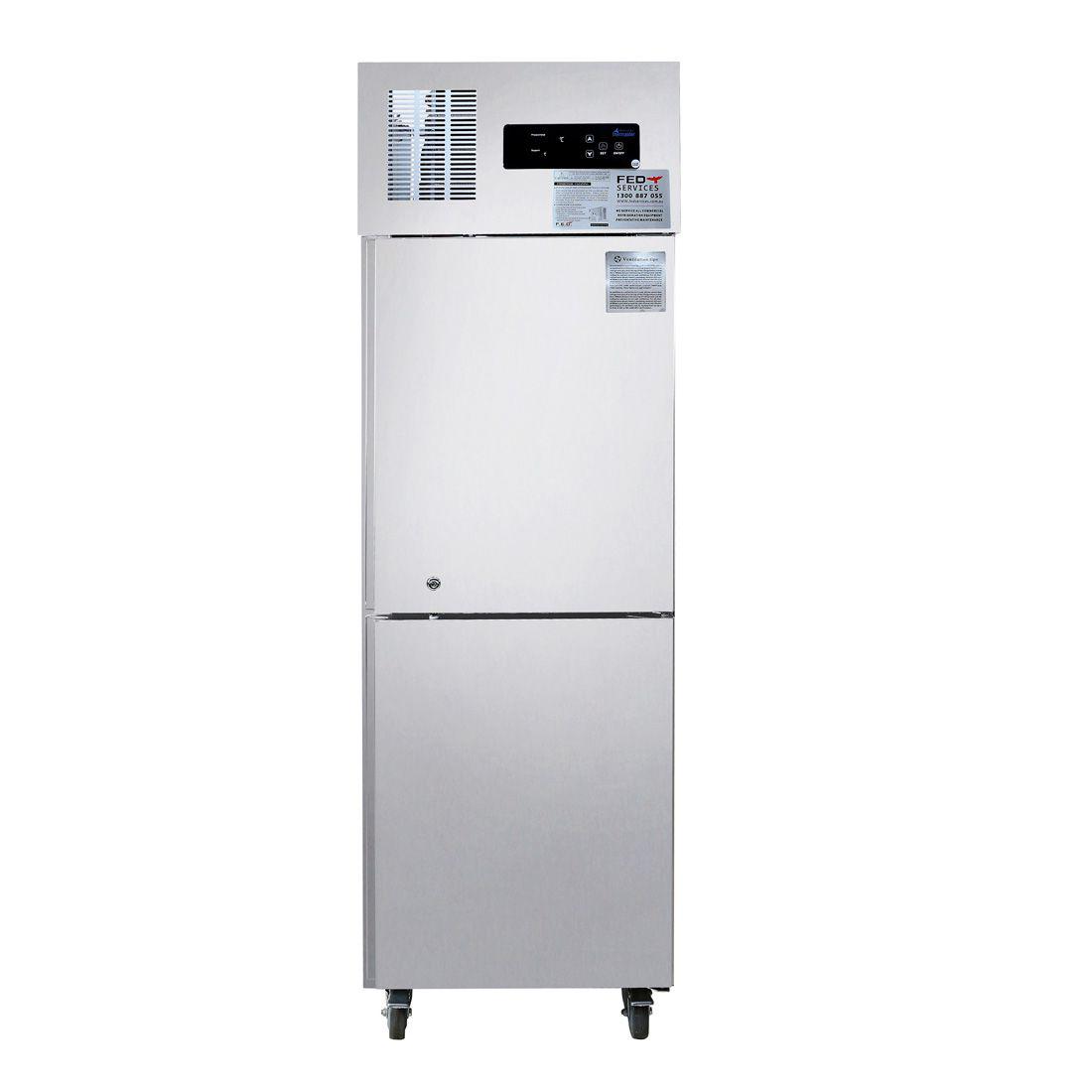 SUC500 F.E.D TROPICAL Thermaster 2×½ Solid door SS Fridge