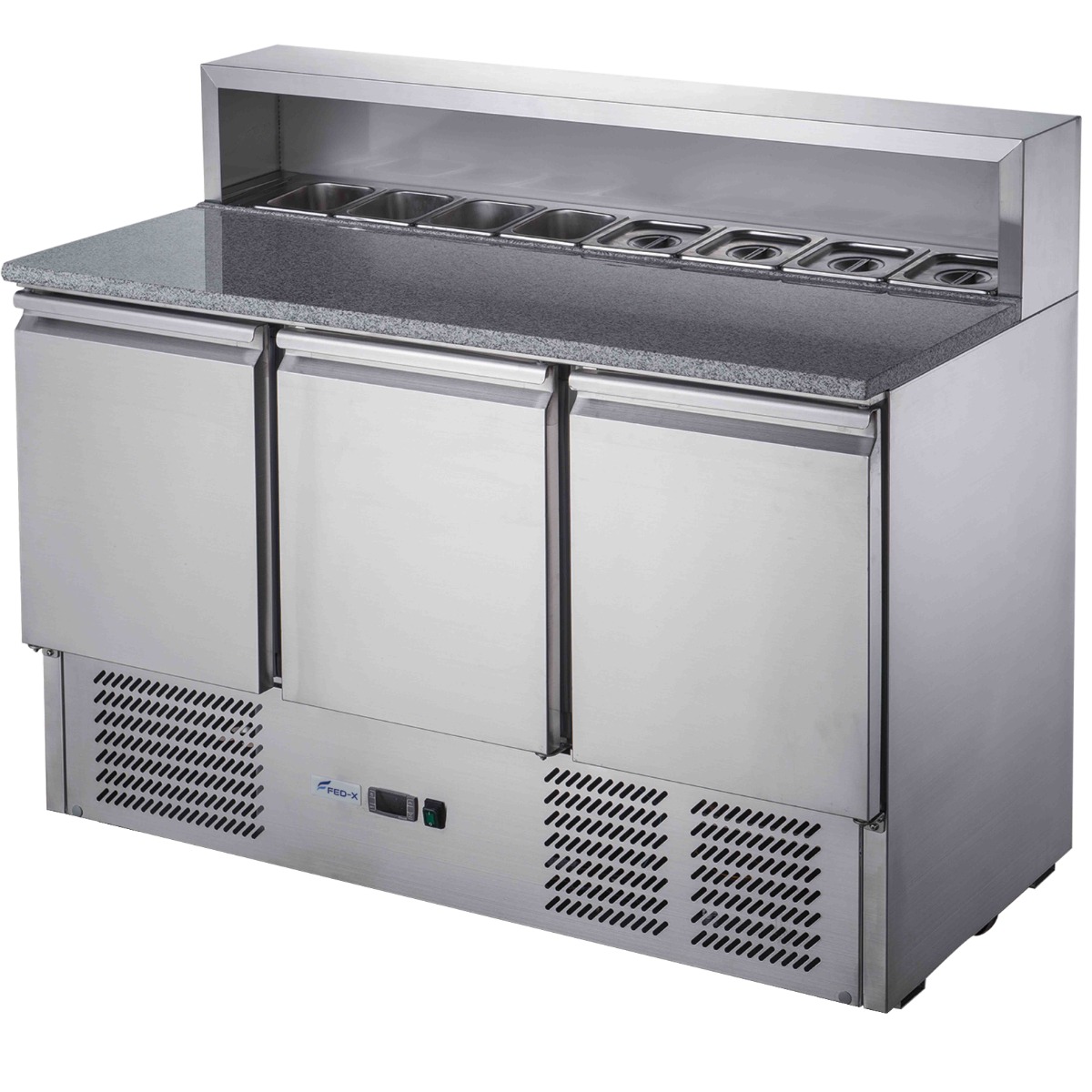 FED-X Three Door Salad Prep Fridge with Marble Top - XGNS1300E - Image 2