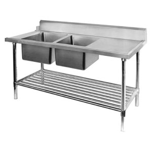 Left Inlet Double Sink Dishwasher Bench – DSBD7-1500L/A