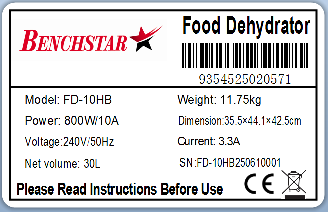 Benchstar Food Dehydrator with 10 trays ?????FD-10HB - Image 7