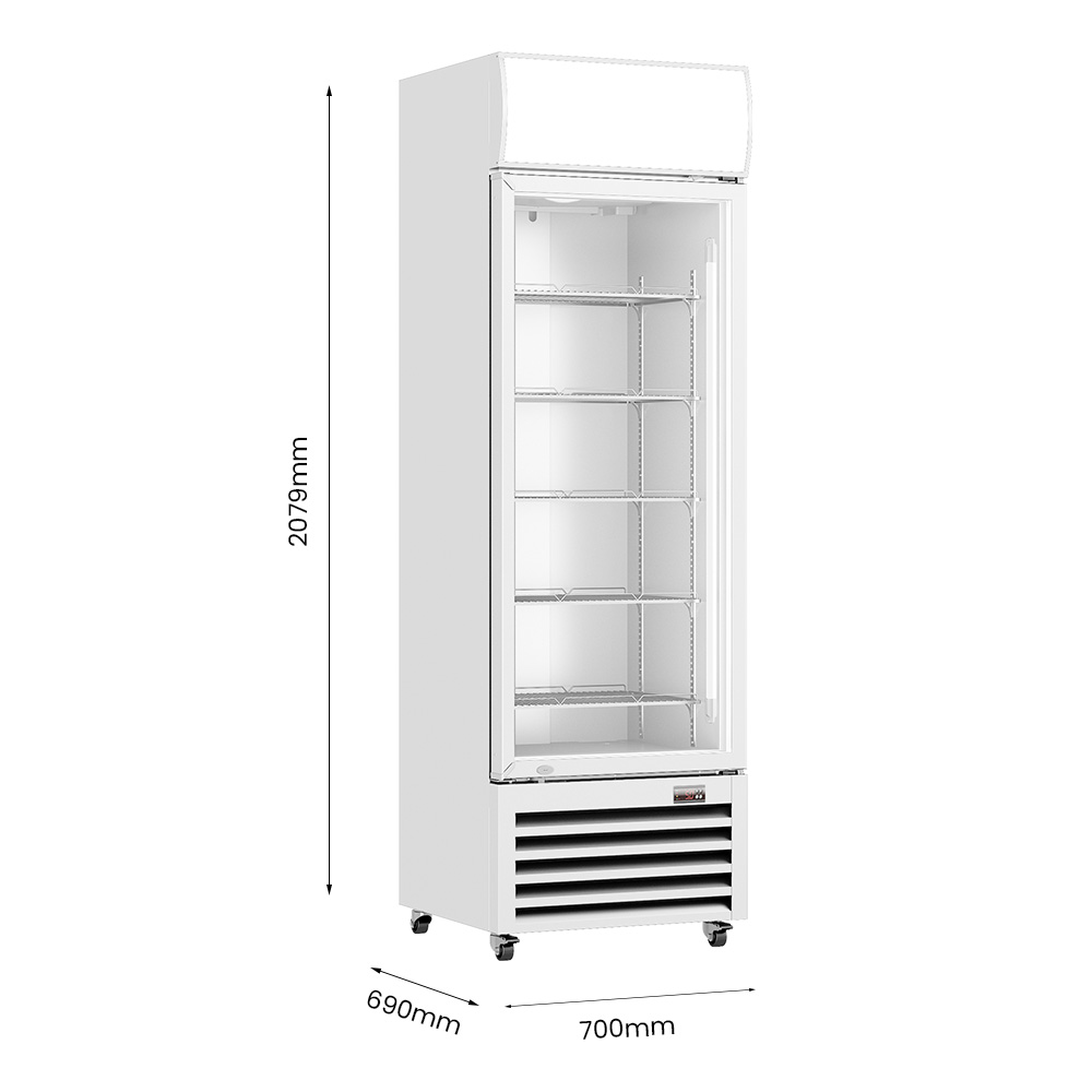 Thermaster Single Glass Door Colourbond Upright Drink Fridge White - LG-540P - Image 2