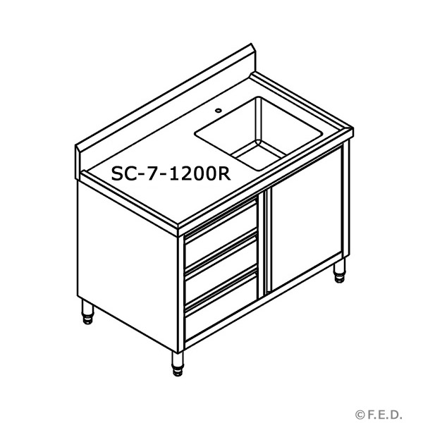 Modular System CABINET WITH RIGHT SINK – SC-7-1200R-H