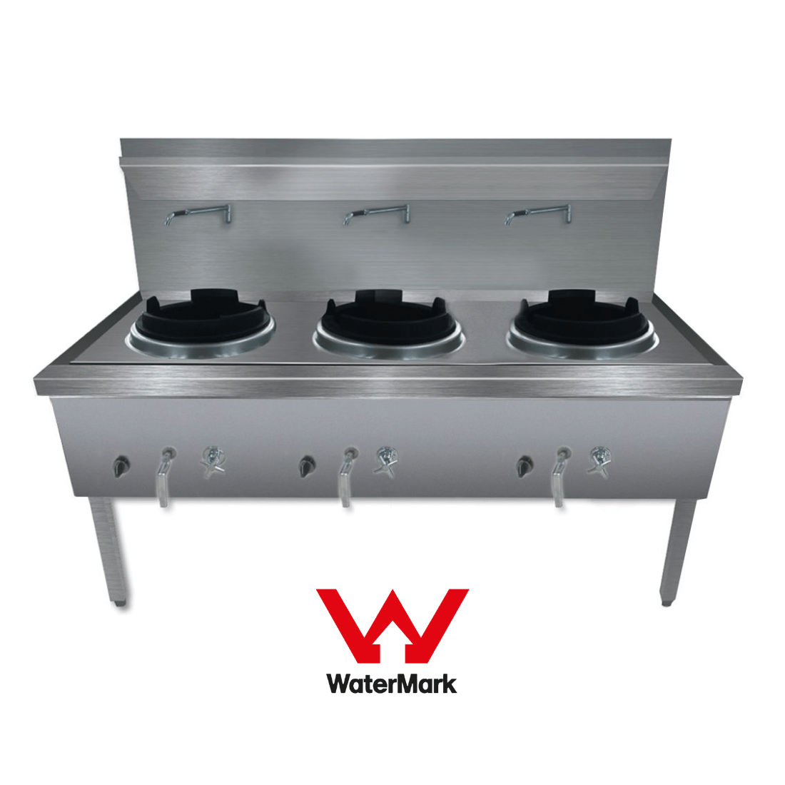 Gasmax Stainless Steel Waterless LPG Triple Wok Chimney Burner - WW-3LC
